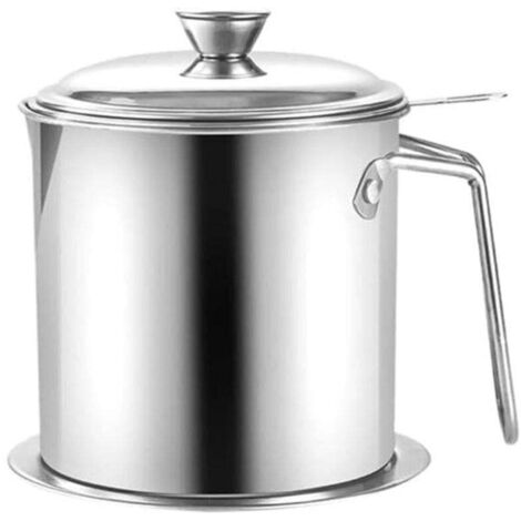 Pot à filtre à huile en acier inoxydable de grande capacité (2 L) : étanche, facile à nettoyer et durable. (1/5)