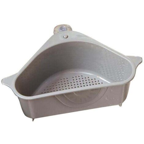 Égouttoir triangulaire pour évier de cuisine, étagère de rangement avec panier et passoire, gris (1/5)