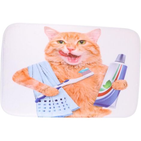 Tapis de sol PC Cartoon Cat à motif chat, paillasson d'entrée, tapis de maison, tapis de cuisine (1/5)