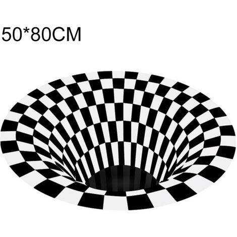 Tapis à effet vortex 3D imprimé, idéal pour chambre, salon ou bureau, 50 x 80 cm, rond. (1/4)