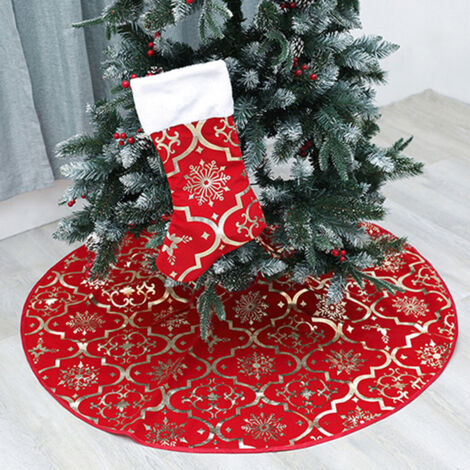 Tapis de sol pour sapin de Noël, base de sapin, décoration intérieure, boule de Noël rouge (1/2)