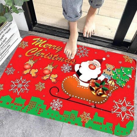 Tapis de sol de Noël, paillasson antidérapant d'intérieur, tapis de porte décoratif à motif de Noël pour la maison, tapis de salle de bain, tapis de chambre (m7) (1/5)