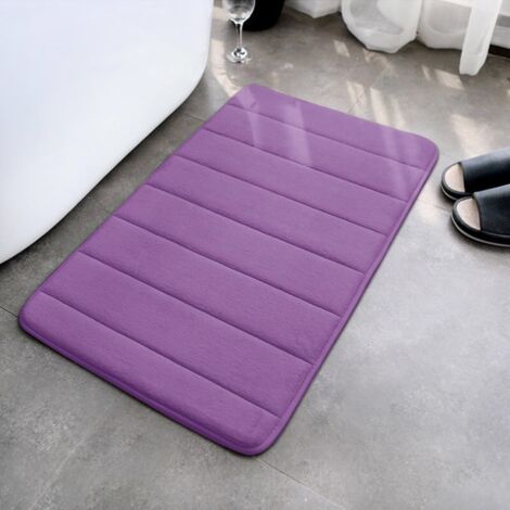 Tapis de sol en velours corail, tapis de sol antidérapant et absorbant (Violet, 5080) (1/2)