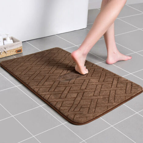 Tapis de sol épais en polaire corail, absorbant et à rebond lent, antidérapant, paillasson (marron diamant, 4060) (1/5)