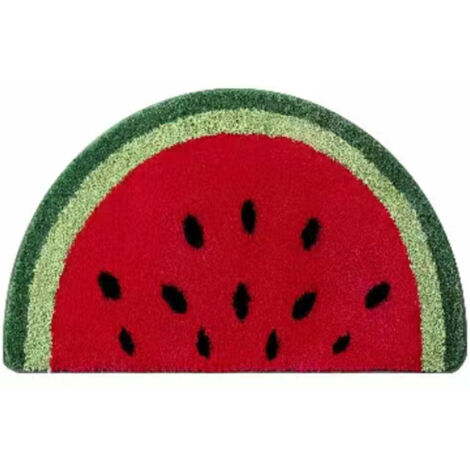Tapis de sol semi-circulaire simple à motifs de fruits, tapis absorbant antidérapant pour porte de salle de bain, tapis d'entrée floqué pour maison (1/5)