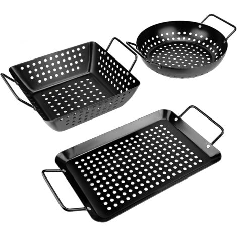 Petit ensemble de 3 paniers à griller antiadhésifs – Paniers à griller pour légumes, fruits de mer et viande (1/5)