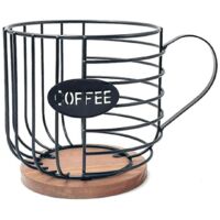 Porte-dosettes de café, panier à dosettes, rangement en fil métallique pour dosettes de café, base en bois, organisateur pour la cuisine et le plan de travail, Pod B