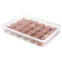 Bac à légumes à 24 compartiments pour réfrigérateur, à un seul niveau, avec couvercle, en plastique, boîte de rangement pour aliments (plateau à œufs)