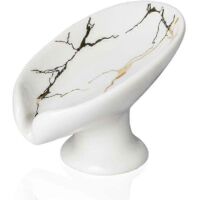 Porte-savon en céramique pour salle de bain, porte-savon en feuille de douche, rangement pour savon pour les mains, pierres ponces, éponges, grattoirs - Blanc