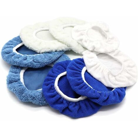 Tampons de polissage pour voiture - Laine + coton + microfibre + polaire corail Lot de 8