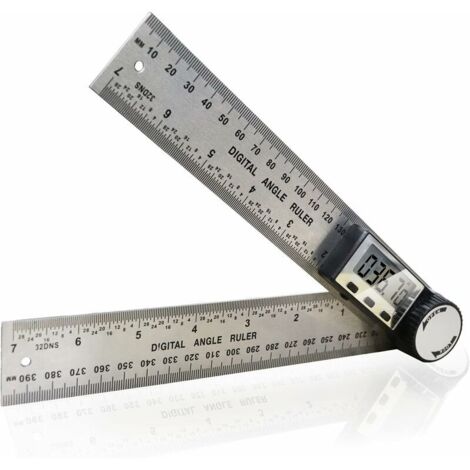 Rapporteur d'angle numérique avec écran HOLD/REV et fonction rotative à 180°, règle d'angle  acier inoxydable pour le travail du bois, le travail à la maison, grand écran (1/5)