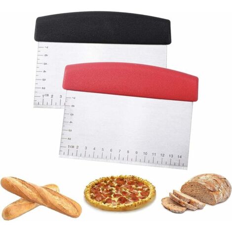 Lot de 2 spatules à pizza avec graduation en acier inoxydable - Accessoires de cuisine - Grattoir à banc pour restaurant boulangerie maison (1/5)