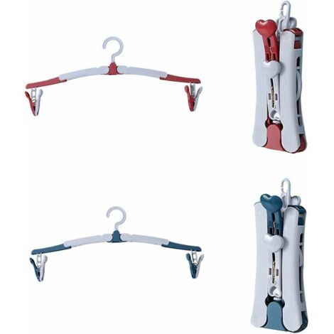 Cintres Pliables Cintres Plastiques Portables Cintre Pliant Pivotant à 360 ° Antidérapant Cintres Pliants Cintre Gain de Place pour la Famille Les Voyages Voiture et Le Camping—(Rouge, Bleu)