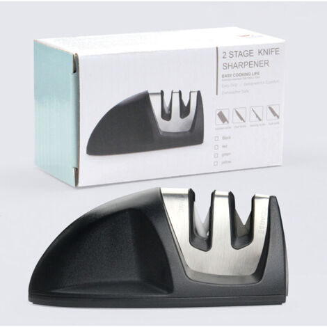 Affuteur professionnel au carbure  Aiguiseur de Cuisine Professionnel 2 en 1 Manuel Aiguiseur pour Couteaux en Acier Inoxydable et céramique de Toutes Tailles,Base Anti-dérapante Noir (1/5)
