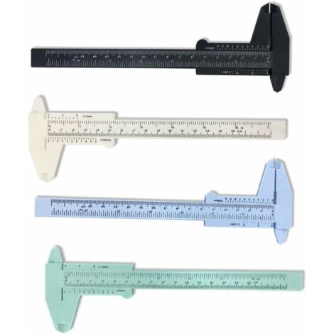 Plastique Pied à Coulisse, Vert Bleu Blanc Noir, 6"/150 mm 4 Pcs (1/5)