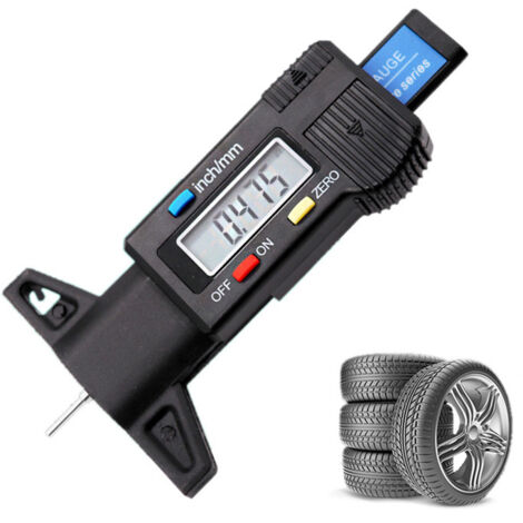 Jauge de profondeur numerique Caliper jauge de profondeur de bande de roulement LCD Jauge de la bande de roulement du pneu,motos ou camions (1/5)