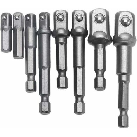 1/4" 3/8" 1/2" Porte Embouts Magnétique Extension de Vissage Adaptateur Tournevis Hexagonal/Carré Assortiment 8 Pièces (1/5)