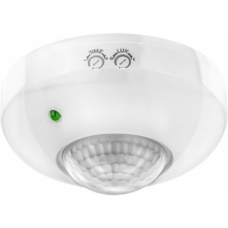 1x Infrarouge Détecteur de Mouvement Montage au Plafond Intérieur Contrôle des Feux Zone de Travail à 360° Portée de 6m Capteur de Lumière Intégré Blanc (1/5)