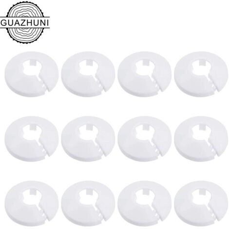 12 Pcs Cache Tuyau, Cache Tuyau Plomberie Collier Radiateur, Manchon Radiateur pour Tuyau Rosace Ronde Blanche Diamètre de 15 mm (Blanc),Convient pour: conduites d'eau, conduites de chauffage, robinet