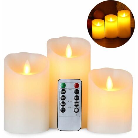 Bougies LED, Bougies sans Flamme en Cire Réelle, Flamme Vacillante sans Fumée Dimmable, 3xAAA Piles (sans Piles )avec Télécommande, (1/5)