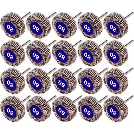 Roue à Lamelles Brosse, roue et abrasif de perceuse 80 Grains Ponçage de Disque de Roue à Lamelles 20 Pcs