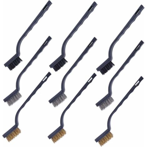 Mini brosse métallique de brosse de nettoyage 9 pièces (le noir) (1/5)