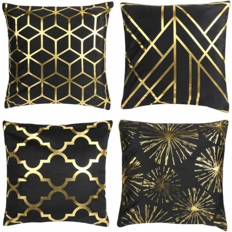 Taie d'oreiller 45x 45cm,Housse de Coussin Décorative Taie d'oreiller Bronzante avec Fermeture éclair Invisible pour Canapé Voiture Salon Chambre(Noir) Lot de 4 (1/5)