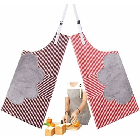 Tablier de Cuisine Homme Femme, 2 Pack Réglable Tablier Ètanche et Résistant à l'Huile Essuyant à la Main,Tablier de Chef,Avec Poches et Polaire Corail Absorbante (1/5)