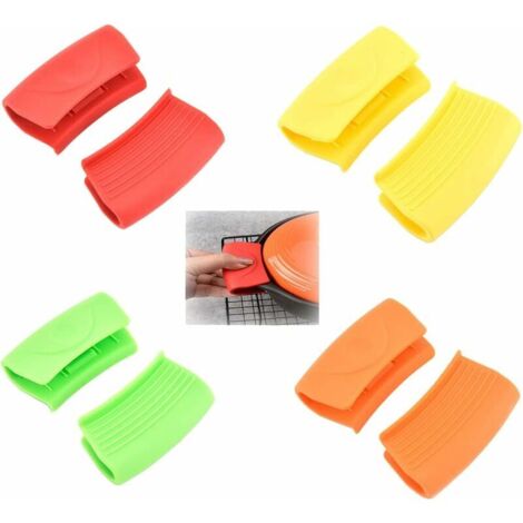 Mini Maniques de Cuisine en Silicone Support de Poignée Chaude en Silicone Support de Pot de Silicone RéSistant à La Chaleur Gant de Cuisine en Silicone pour Cuisine Cuisine Cuisson  4 Paire