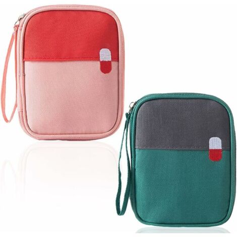 Trousse de Premier Secours Vide, 2 pièces Mini Kits de Premiers Secours Portables pour Situations D'urgence à Maison, Bureau, Activités De Plein Air, Voyage, Randonnée, Camping (vert, Rose) (1/5)