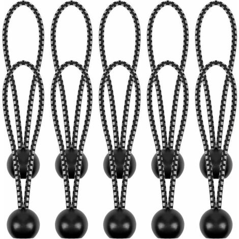 Tendeur Elastique, 10 Pièces Robuste et Durable Balles de Cordon Élastique et Clips de Tente,Tendeurs de Bâche avec Boule pour Pavillon, Bâche, Camping, Tente (1/5)