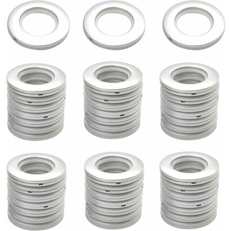 40 Pieces Anneaux pour Tringle à Rideaux, Rond Anneaux d'oeillet de Rideau en Plastique Clips Diamètre intérieur 42mm Anneaux de Bricolage pour Rideau de fenêtre,de vestiaire (Argent) (1/5)