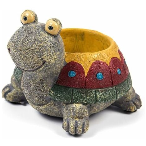 Pots de plantes, Animal mignon en forme de dessin animé succulentes Vase Pots de fleurs, récipient, décoration pots de jardinière, bureau Mini ornement (Tortue Colorée), (1/5)