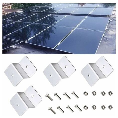Lot de 4 supports de montage en Z pour panneau solaire de camping-car, bateau, voiture, camion, caravane, toit plat, en alliage d'aluminium (argenté) (1/5)