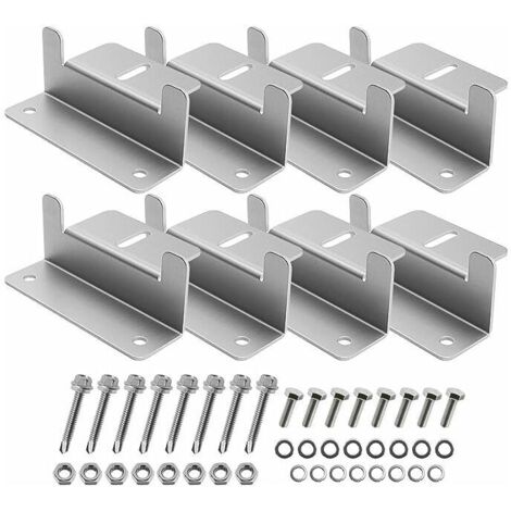 Lot de 2 supports de fixation à 2 trous pour panneau solaire de type Z avec accessoires de montage en alliage d'aluminium pour camping-car, caravanes, yachts, abris de jardin, toit (1/5)