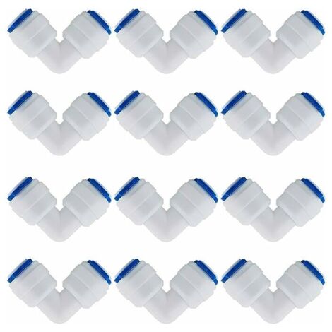 12 Pcs Accessoires De Filtre à Eau RO  Raccord De Buse 1/4 Pouces  90 Degree Right Angle Fast Docking  pour Raccorder Les Raccords De Tuyauterie d'eau, Tuyau de réfrigérateur. (1/5)