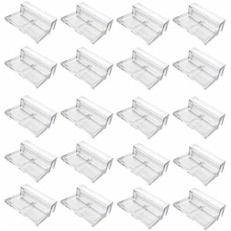 20 Pièces Clips de Couverture en Verre de Réservoir de Poissons,Support de Acrylique de Réservoir de Poissons,Clips de Couvercle Universels Multifonctionnels,Convient pour Verre 5-6mm,Clair. (1/5)
