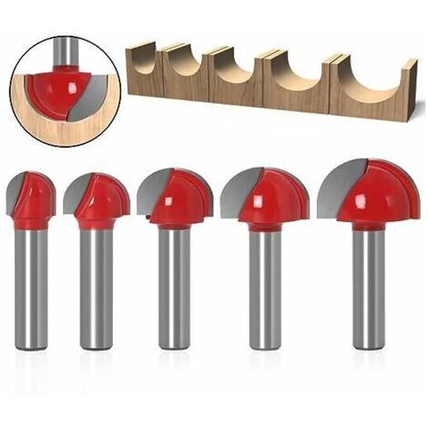 5 Pcs 8mm Fraise à Fond Rond Bois, Fraise Defonceuse, Gravure Fin Mill Outil de Coupe, Fraise à Bois Raboter Outil de Travail du Bois (1/5)