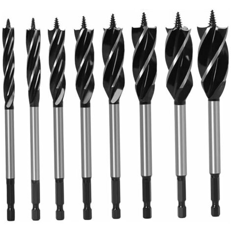 Foret d'alésage Tarière Ensemble de perceuse Kit d'ouverture de trou 8PCS Consommables et accessoires d'outil-Perceuse à bois alésage, (1/5)