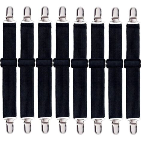 Lot de 8 sangles de drap de lit, clips de sangles de drap-housse réglables (1/5)
