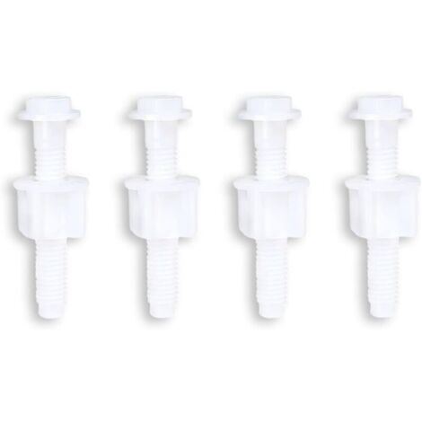 Charnière de siège de toilette universelle en plastique blanc, vis à boulon pour charnières de siège de toilette à montage supérieur, 4 pièces (1/5)