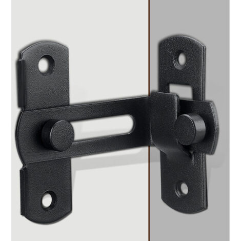 Verrou de Porte Coulissant Loquet de Porte à 90 Degré avec Vis Serrure de Porte Boucle de Verrouillage à Angle Droit, Finition Noir Mat en Acier Inoxydable (1/5)