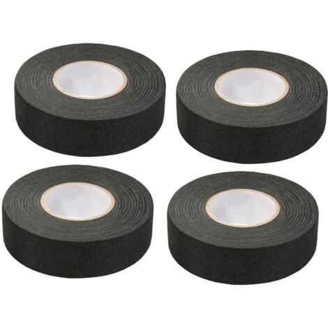 4 Pièces Noir Ruban Adhésif Auto (1.5 cm x 15 m) - Ruban Chiffon de Voiture, Ruban Adhesif Haute Temperature, Scotch Noir Resistant, Scotch Tissu, Bande de Harnais de Câblage de Voiture (1/5)