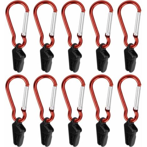 10 Ensembles Pince à Bâche avec Mousqueton Clip de Tente Auvents Clip Coupe-Vent Clips de Verrouillage de Tente Clip de Bâche Pince de Tente Robuste pour Activités De Plein Air Camping Canopy- (1/5)