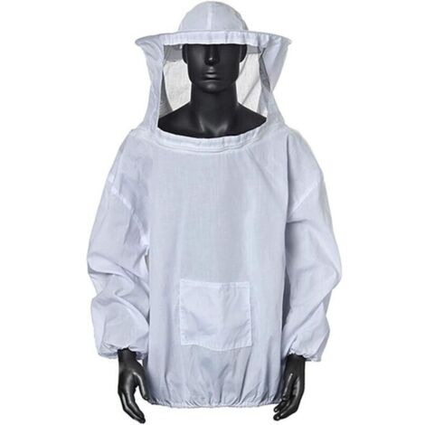 Vêtements de protection apicoles Imker Veste Imker avec Chapeau Professionnel Imker Abeille Imker Protège-Abeille Chapeau Abeille avec Fermeture éclair pour Abeille Bee Keepers (Blanc)