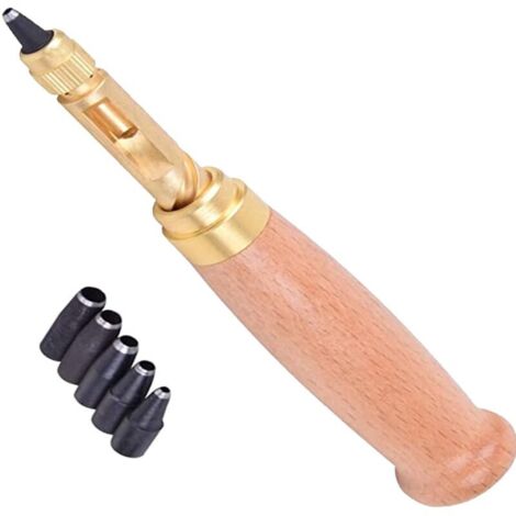 6 en 1 Poinçon Central Automatique, 130 mm Automatique Perforateur de Ceinture, Tension Réglable, Perforatrice Remplaçable pour Couture, Cuir, Papier, Artisanat (1/5)