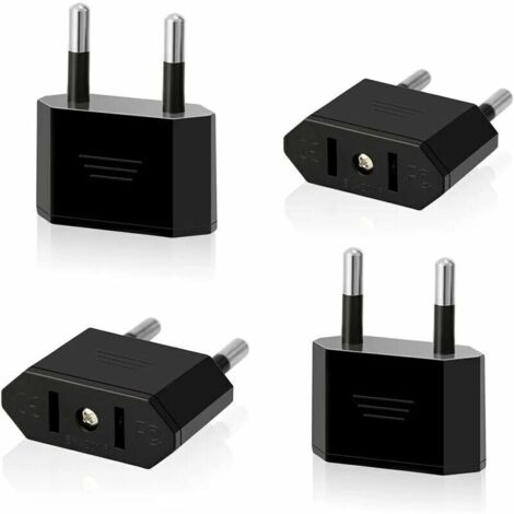 Lot de 4 Prises de Voyage US vers EU Prise USA vers 2 Broches Euro / Allemagne Prise Amérique / Canada / Mexique Prise de convertisseur Adaptateur pour appareils avec Alimentation US (Noir), HA (1/5)