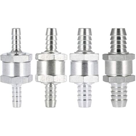 Clapet anti-retour(4 pièces) de retour de carburant en aluminium à sens unique (6 8 10 12mm) pour Essence Diesel Huile Car Chrome Eau Auto Carburateur Systèmes Basse Pression Tuyau (1/5)