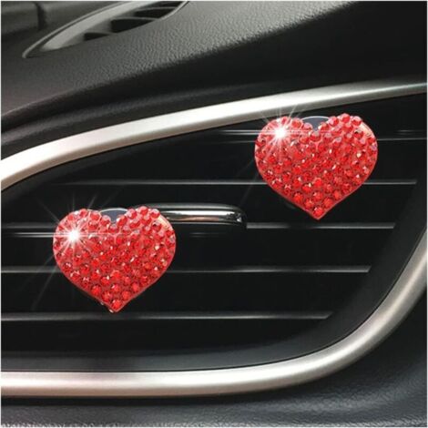 2Pcs Clips De Ventilation Pour Climatisation De Voiture, Coeur d'amour Rassisanteur d'air De Voiture, Décoration De Parfum De Voiture, Coup De Voiture Accessoires (Rouge) (1/4)