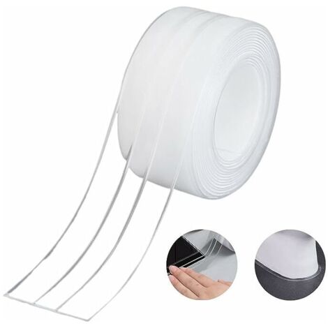 Bande d'Étanchéité,Salle de Bain Joint Double Pli Silicone Blan Ruban Baignoire Auto-Adhésif/Imperméable Mildiou Prévention Cafard pour Cuisine Évier, (1/5)